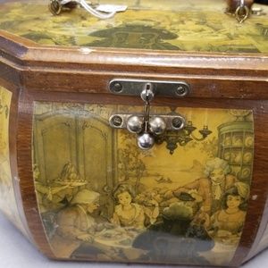 Vintage wood decoupage purse